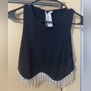 Zara. Never worn cropped tank with hanging stones